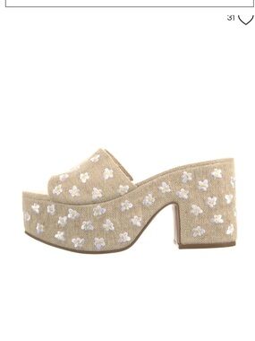Larroude Embroidered Floral Platform Mule Heels